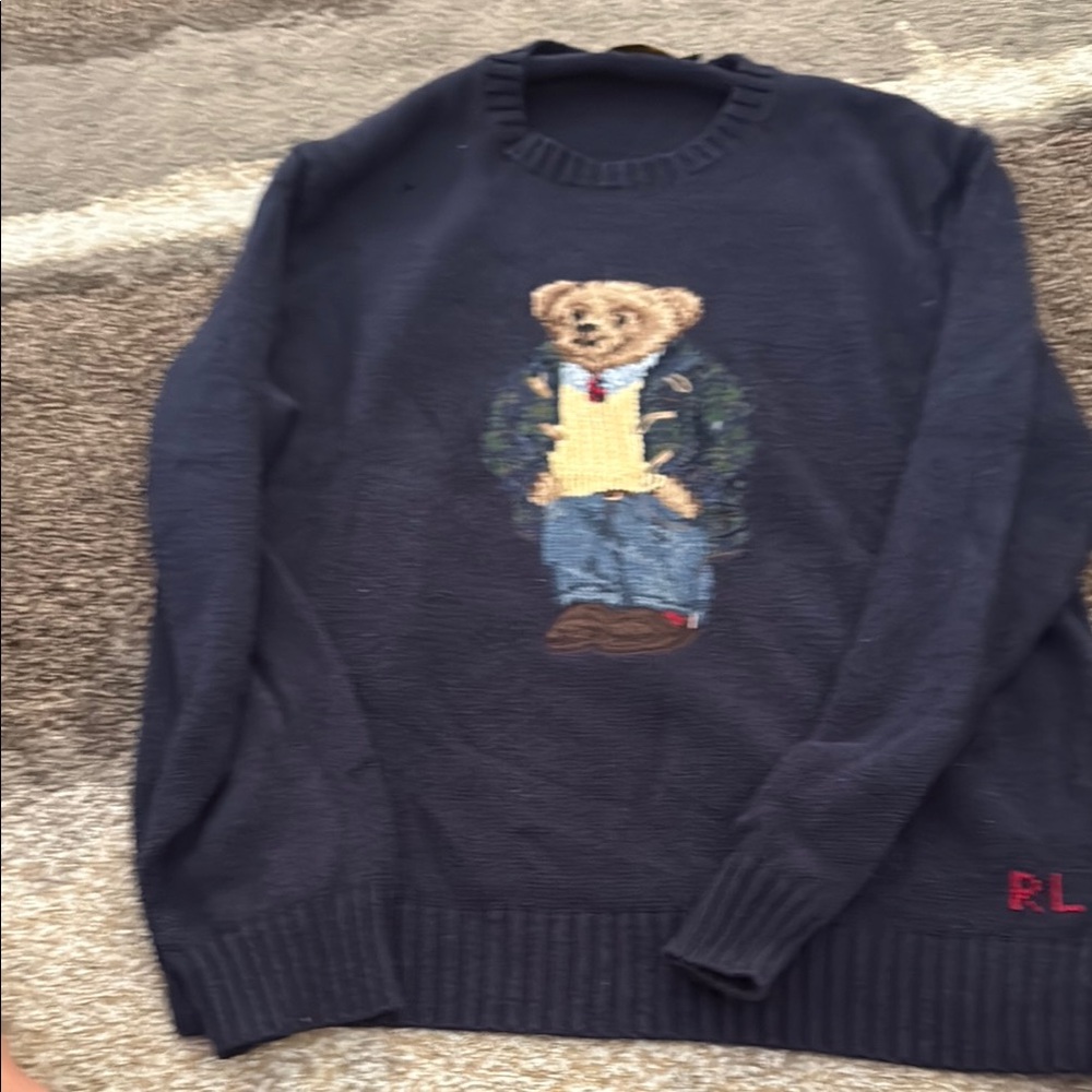Polo Ralph Lauren Navy Sweater with Bear Motif